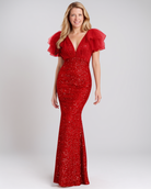 Elegante V-hals Zeemeermin Jurk – Pailletten